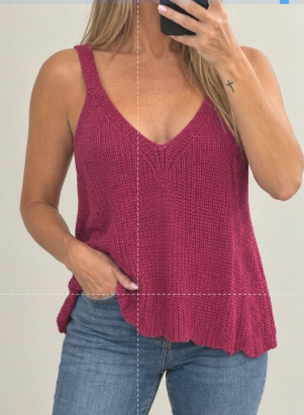 Bishop + Young Tulum Orchid Sweater Fuschia Pink Tank Top Size Small NWT